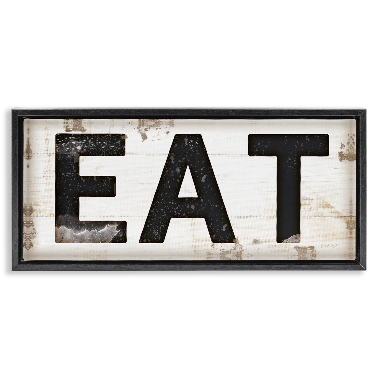 Stupell Industries Eat Typography Vintage Sign Framed Floater Canvas Wall Art